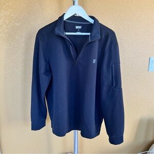 DKNY Black Quarter Zip Sweater w/ Sleeve Pocket